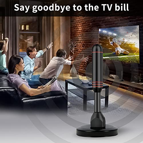 TV Antenna for Smart TV HDTV Antenna Indoor Digital TV Antenna with 2 Amplifier Signal Booster, 16.5ft Cable, 360° Reception, Strong Magnetic Base, 1 Replaceable Antenna Heads - Support 4K 1080P TV