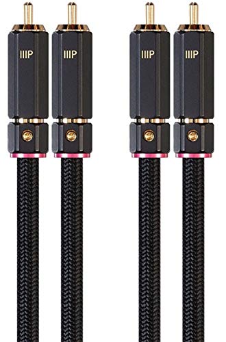 Monoprice Male RCA Two Channel Stereo Audio Cable - 6 Feet - Black, Gold Plated Connectors, Double Shielded with Copper Braiding - Onix Series