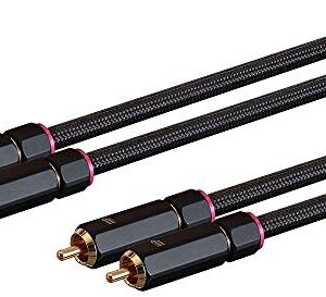 Monoprice Male RCA Two Channel Stereo Audio Cable - 6 Feet - Black, Gold Plated Connectors, Double Shielded with Copper Braiding - Onix Series