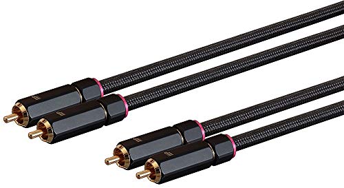 Monoprice Male RCA Two Channel Stereo Audio Cable - 6 Feet - Black, Gold Plated Connectors, Double Shielded with Copper Braiding - Onix Series