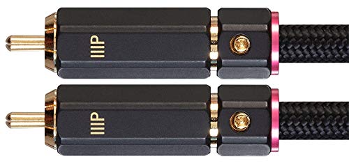 Monoprice Male RCA Two Channel Stereo Audio Cable - 6 Feet - Black, Gold Plated Connectors, Double Shielded with Copper Braiding - Onix Series