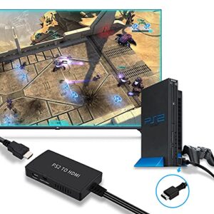 Sheiaier PS2 to HDMI Converter Adapter, PS2 to HDMI Adapter Supports HDMI Video Output for All PS2 Display Modes