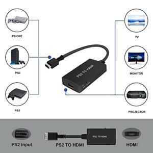 Sheiaier PS2 to HDMI Converter Adapter, PS2 to HDMI Adapter Supports HDMI Video Output for All PS2 Display Modes