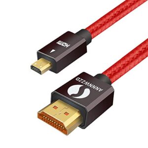 ANNNWZZD Micro HDMI to HDMI Cable 4k 60Hz for GoPro Hero 7 Black Hero 5 4 6, Raspberry Pi 4, Sony A6000 A6300 Camera, Nikon B500, Lenovo Yoga 3 Pro, Yoga 710 (10ft/10FT)