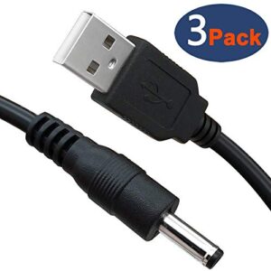 3-Pack 4ft USB to DC 3.5mm x 1.35mm 5 Volt DC Barrel Jack Power Cable,USB LED Strip Lights Flashlight Charging Cord USB A Male to DC 3.5 mm x 1.35 mm 5V Adapter Radiators,Fans,Cartoon Watches,Speakers