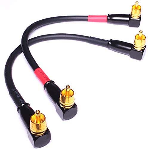 CESS-137-6i Right Angle RCA to RCA Preamp Jumpers Male to Male Patch Cable, 2 Pack (6 Inches)