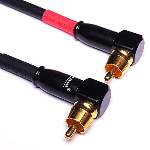 CESS-137-6i Right Angle RCA to RCA Preamp Jumpers Male to Male Patch Cable, 2 Pack (6 Inches)