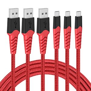 ahgeiiy usb c cable, usb a to usb c cable [3-pack 6ft], 3a type c fast charger nylon braided usb c charger cable cord for samsung galaxy s22 s21 s20 s10 s10+ and other usb c charger