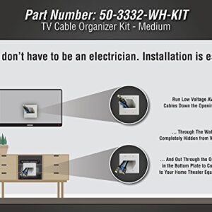 DataComm Electronics 50-3332-WH-KIT Flat Panel TV Cable Organizer Kit - White