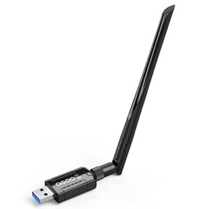 wifi adapter for pc, qgoo 1200mbps usb 3.0 wireless network wifi dongle with 5dbi antenna for desktop/laptop, dual band 2.4g/5g 802.11ac, support windows 11/10/8/8.1/7/vista/xp