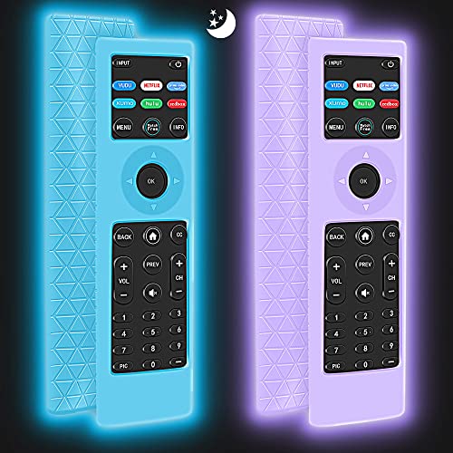 Remote Case Cover Skin Holder for XRT140 Vizio Remote Control,Silicone Protective Case for XRT140 Smart TV Remote,XRT140 Universal Remote Battery Back Glowing Covers Protector,Glowpurple Glowblue