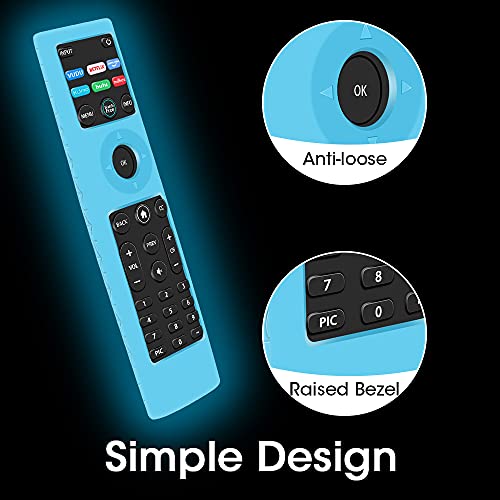 Remote Case Cover Skin Holder for XRT140 Vizio Remote Control,Silicone Protective Case for XRT140 Smart TV Remote,XRT140 Universal Remote Battery Back Glowing Covers Protector,Glowpurple Glowblue