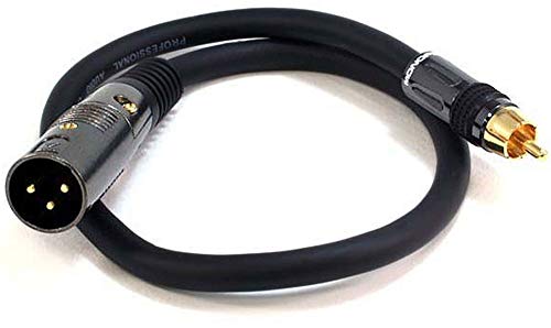 Monoprice XLR Male to RCA Male Cable - 1.5 Feet - Black With E21Gold Plated Connectors | 16AWG Shielded Twisted Pair Oxygen-Free Copper Braid Conductors - Premier Series