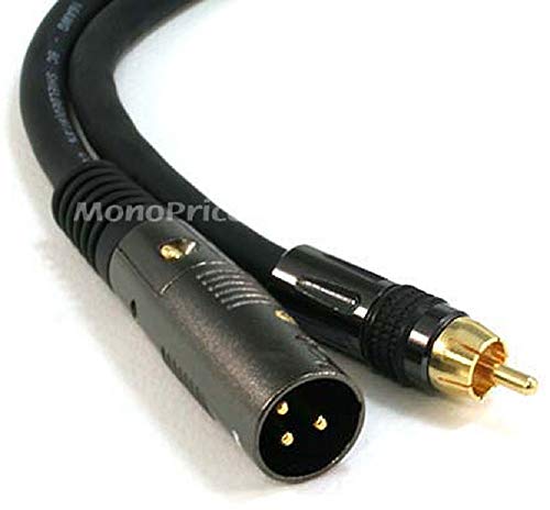 Monoprice XLR Male to RCA Male Cable - 1.5 Feet - Black With E21Gold Plated Connectors | 16AWG Shielded Twisted Pair Oxygen-Free Copper Braid Conductors - Premier Series