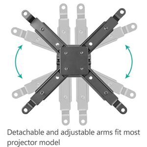 WALI Universal Projector Ceiling Mount Multiple Adjustment Bracket with 25.6 inches Extension Pole, Hold up to 44 lbs (PM-001-BLK), Black