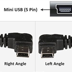 LARRITS 3M USB A to Mini B USB Cable 90 Degree Data Sync Charge Cord with 5 pcs Wiring Clips for Nextbase Dash Cam Car GPS Navigator DVR Digital Camera (Right Angle)