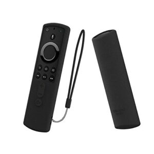 sikai remote case for 5.6 inch fire tv stick 4k remote skin-friendly shockproof silicone cover compatible with fire tv stick 4k all-new alexa voice remote anti-lost with loop (black)