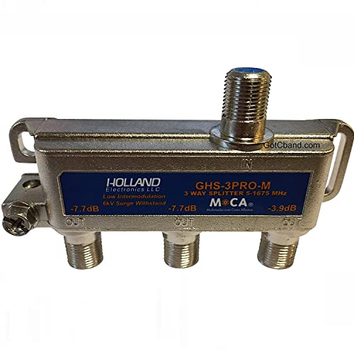 HOLLAND ELECTRONICS 3-Way Balanced Splitter MOCA Compliant 5-1675MHz