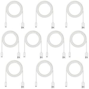 micro usb cable 10-pack 6ft white, bulk android charger cord for e-reader, galaxy s7 s6, ps4, paperwhite