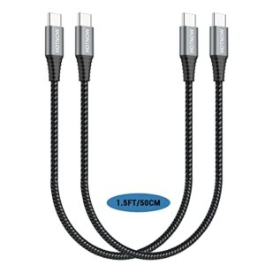 hotnow usb c to usb c cable 1.5ft 100w, 【2pack 1.5ft】 usb 2.0 type c fast charge cords for macbook pro 2020, ipad pro 2020, galaxy s21