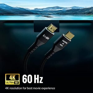 4K HDMI Cable 4 Feet (3 Pack), Ultra HD HDMI 2.0 Cable, Nylon Braided & Gold Connectors, 4K @ 60Hz, 2K,1080P, HDCP 2.2, ARC, Bulk HDMI Cables for Laptop, Monitors, HDTV, PS5, Xbox One & More
