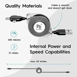 Retractable 3 in 1 Charging Cable, 3.3ft, Lightning to Micro USB Cable Type C, CarPlay for iPhone, iPad, iPod, Samsung, and More