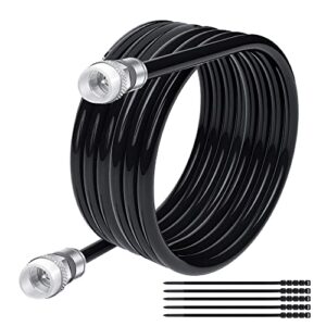 rg6 coaxial cable 50 feet indoor/outdoor direct burial coax cable,quad shielded 3 ghz 75 ohm f81 / rf waterproof in-wall with rubber boot,digital tv aerial broadband internet satellite cable +25 ties