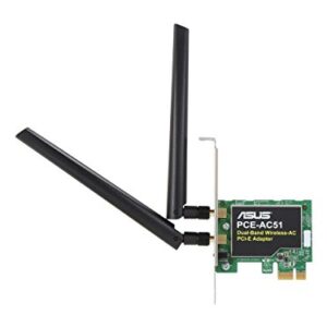 ASUS AC750 Dual Band PCIe WiFi Adapter (PCE-AC51) - Compatible with PCIe x1/x16 slot, Detachable Antennas for Flexible Placement, Easy Setup, Supports Window Windows 10/8.1/7, Linux