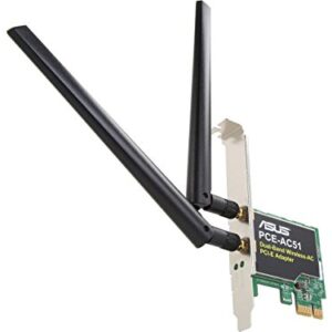 ASUS AC750 Dual Band PCIe WiFi Adapter (PCE-AC51) - Compatible with PCIe x1/x16 slot, Detachable Antennas for Flexible Placement, Easy Setup, Supports Window Windows 10/8.1/7, Linux