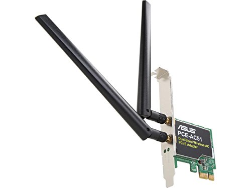 ASUS AC750 Dual Band PCIe WiFi Adapter (PCE-AC51) - Compatible with PCIe x1/x16 slot, Detachable Antennas for Flexible Placement, Easy Setup, Supports Window Windows 10/8.1/7, Linux