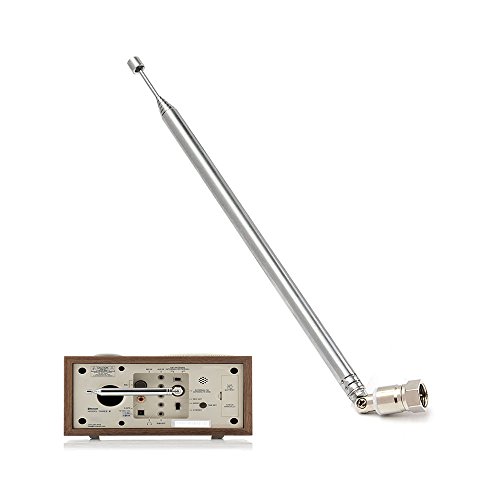 E-outstanding Telescopic Antenna 7 Section F Type Connector DAB Radio Replacement Antenna for TV AM FM Radio Stereo Receiver