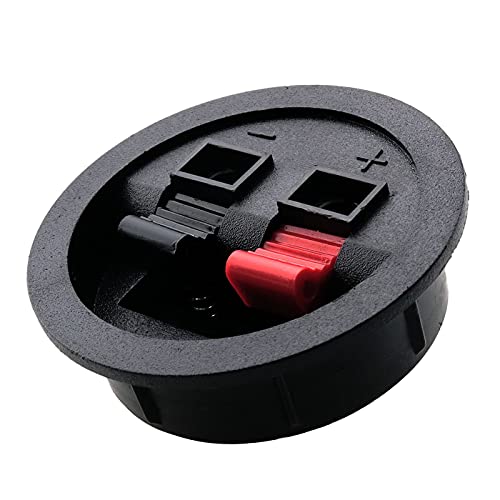 LRONG Round Speaker Terminal Cup 4PCS Round Express Spring Clip Double Binding Post Screw Wire Car Subwoofer Speaker Wire Terminal Connector WP2-9