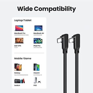 90 Degree Elbow Short USB C to USB C Cable 0.7FT,Typec USB3.1 Cable 20Gbps USB-C 3.2 Gen 2 Cable 4K Video Cord 100W PD Fast Charging Compatible,for Samsung T7/T5/X5 SSD,MacBook Pro,Mobile Hard Drive