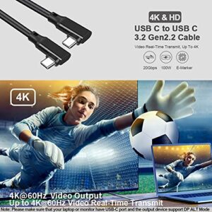 90 Degree Elbow Short USB C to USB C Cable 0.7FT,Typec USB3.1 Cable 20Gbps USB-C 3.2 Gen 2 Cable 4K Video Cord 100W PD Fast Charging Compatible,for Samsung T7/T5/X5 SSD,MacBook Pro,Mobile Hard Drive