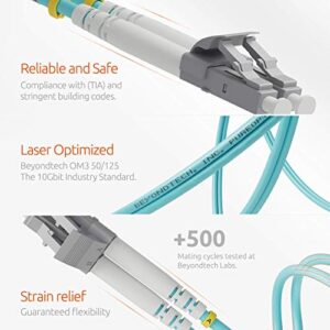 BEYONDTECH LC to LC Fiber Patch Cable Multimode Duplex - 5m (16.4ft) - 50/125um OM3 10G LSZH PureOptics Cable Series