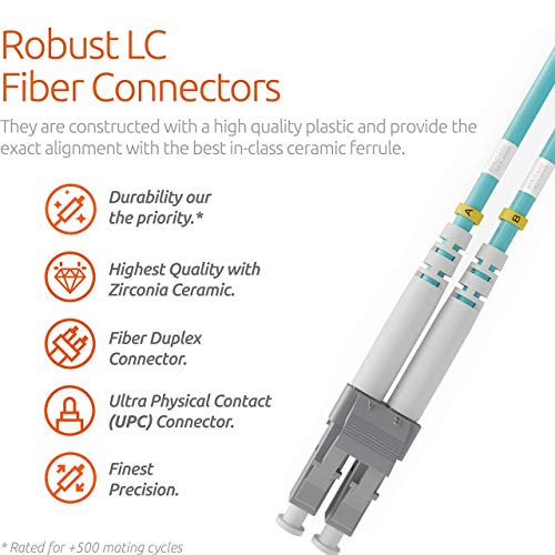 BEYONDTECH LC to LC Fiber Patch Cable Multimode Duplex - 5m (16.4ft) - 50/125um OM3 10G LSZH PureOptics Cable Series