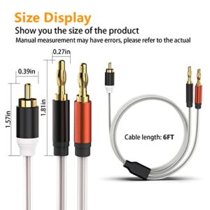 HOSONGIN RCA to Banana Plug Adapter Cable 6 Feet -2 Pack,RCA Male to Banana 2 Male Plug Y Splitter Speaker Wire Audio Cable, Gold-Plated Double Shielding Hi-Fi Systems Stereo Cable