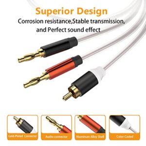 HOSONGIN RCA to Banana Plug Adapter Cable 6 Feet -2 Pack,RCA Male to Banana 2 Male Plug Y Splitter Speaker Wire Audio Cable, Gold-Plated Double Shielding Hi-Fi Systems Stereo Cable