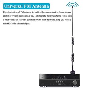 Fancasee Universal FM Antenna Magnetic Base 75 Ohm Screw F Male Plug with PAL BNC 3.5mm & 75 to 300 Ohm Connector Adapter Coax Coaxial Cable FM Radio Antenna for Home AV Stereo Receiver Indoor Outdoor