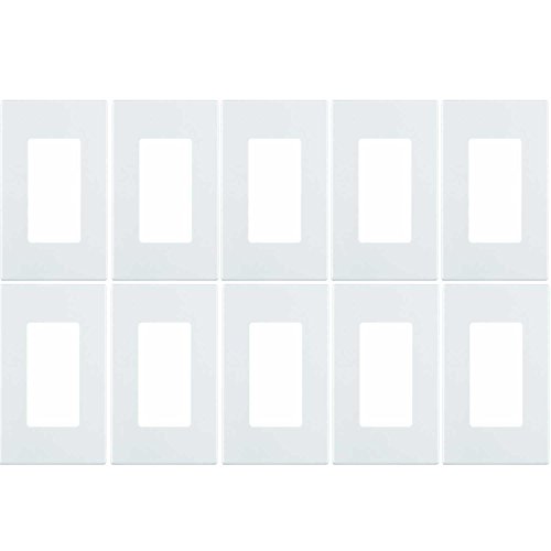 Leviton 80301-SW 1-Gang Decora Plus Wallplate Screwless Snap-On Mount (10 Pack, White)