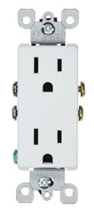 leviton 5325-w 15 amp, 125v, decora duplex receptacle, residential grade, grounding, 10-pack, white