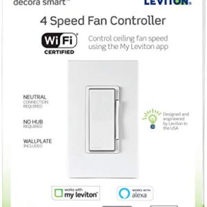 Leviton DW4SF-1BW Decora Smart Wi-Fi Fan Speed Controller, White