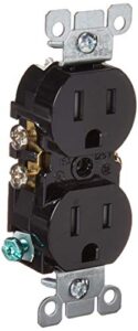 leviton t5320-e 15 amp 125v tamper resistant, duplex receptacle, residential grade, grounding, 10-pack, black