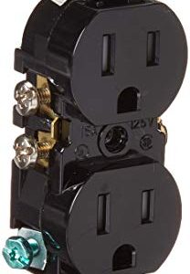 Leviton T5320-E 15 Amp 125V Tamper Resistant, Duplex Receptacle, Residential Grade, Grounding, 10-Pack, Black