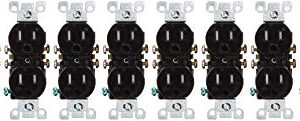 Leviton T5320-E 15 Amp 125V Tamper Resistant, Duplex Receptacle, Residential Grade, Grounding, 10-Pack, Black