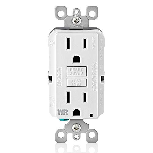 Leviton GFWR1-W Self-Test SmartlockPro Slim GFCI Weather-Resistant Receptacle with LED Indicator, 15 Amp, White