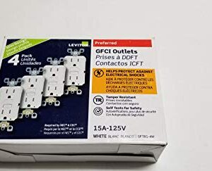 Leviton GFTR1-4W SmarTest Self-Test SmartlockPro Slim GFCI Tamper-Resistant Receptacle with LED Indicator, 15-Amp, 4-Pack, White