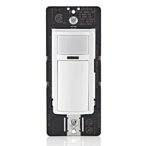 leviton dos15-1lz decora occupancy motion sensor in-wall switch, auto-on, 15a, single pole, multi-way or multi-sensor, white with ivory, light almond faceplates