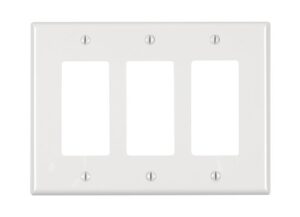leviton pj263-w 3-gang decora/gfci decora wallplate, midway size, white