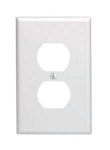 leviton 80503-w 1-gang duplex device receptacle wallplate, midway size, thermoset, device mount, white